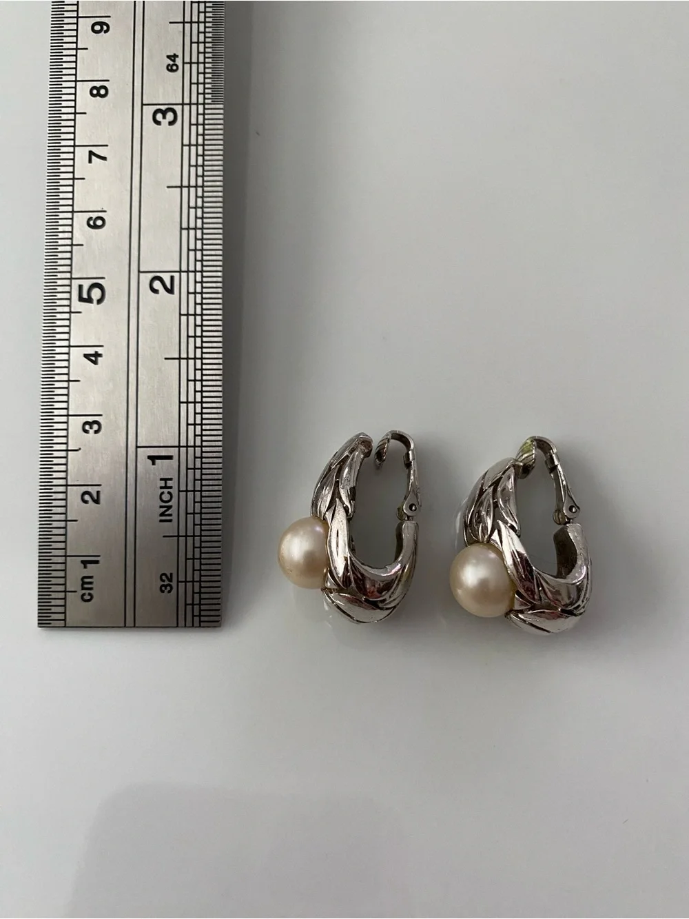 Trifari Classic Silver Pearl Clip-On Earrings